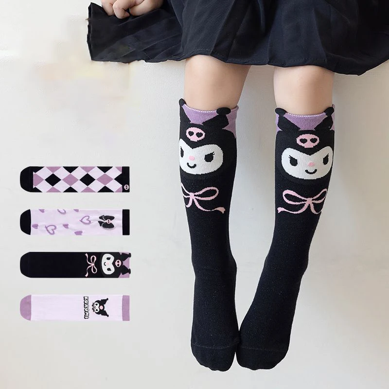 

Милые хлопковые носки Kuromi с длинными штанинами аниме мультфильм Sanrio осень-зима дышащие носки студенческие носки Kulomi с защитой от пилинга подарок