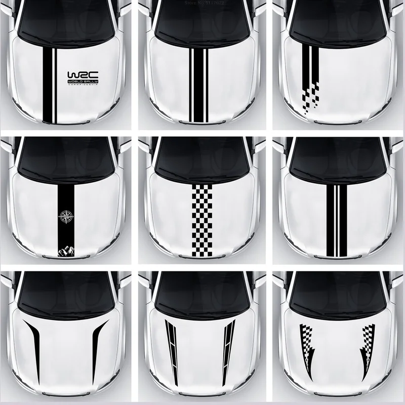 

OFK Car Hood Cover Universal Stickers Fashion Head Decals WRC Stripes Pvc Racing Sports Decoration for Toyota VW BMW Audi Benz.