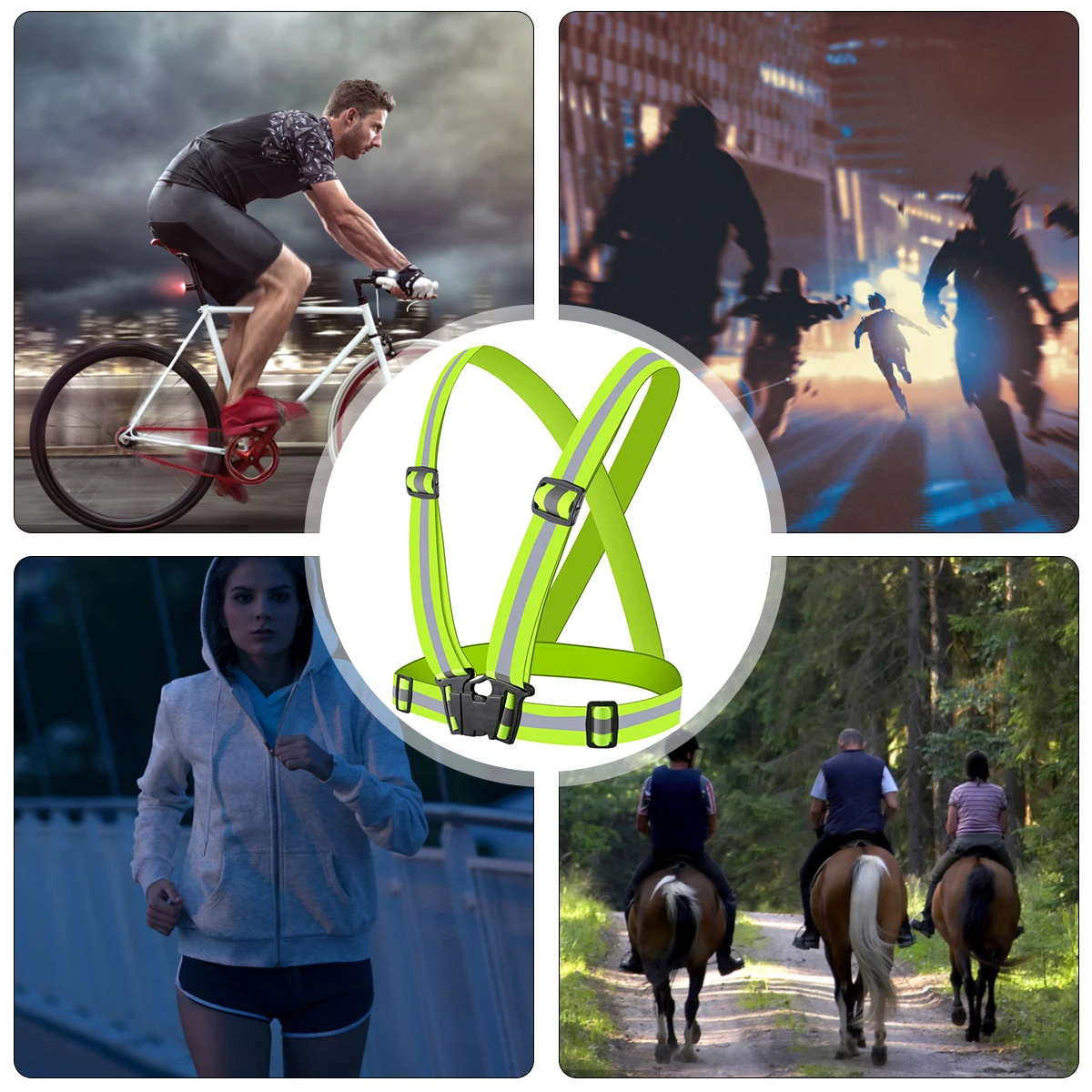 

Reflective Vest Night Running Safety Reflective Vest Elastic Reflective Stripes Vest Fit for 27.5-40.9" Waist Lightweight and