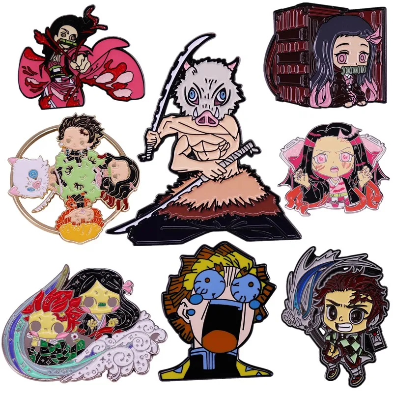 

Demon Slayer Kimetsu no Yaiba Kamado Tanjirou Nezuko Agatsuma Zenitsu Badge Brooch Metal Pin Cosplay Cartoon Props Accessories