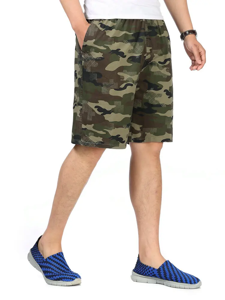 

2022 Summer Men Black Camel Camouflage Cozy Shorts Male Casual Knee Length Pants Loose Comfort Cotton Trouser Daily Clothings