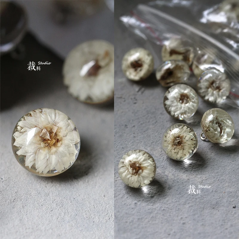 

designer 5 pcs High-grade Everlasting Flower Amber Overcoat Jacket buttons Coat shirt buttons Size 11mm