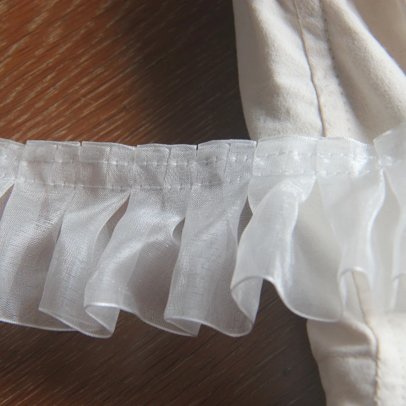 Плиссированная кружевная отделка из органзы аппликация ленточной ткани