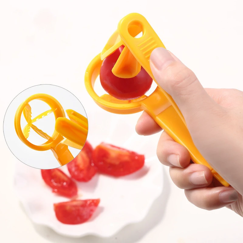 1 Pc Tomato Slicer Cutter Grape Tools Cherry Kitchen Pizza Fruit Splitter Artifact Small Tomatoes Accessories Manual Cut Gadget