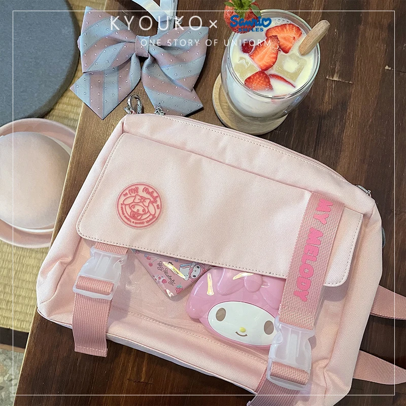 

Sanrio Original Kawaii My Melody Cinnamoroll Kuromi Pompom Purin Anime Cartoon Joint Jk Uniform Student Canvas Messenger Bag