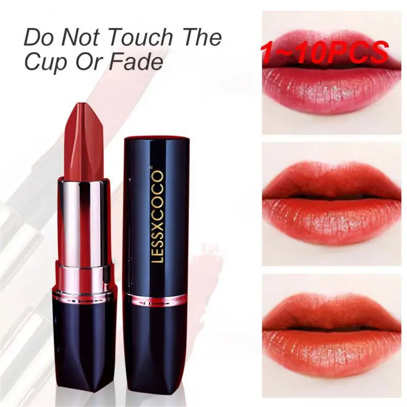 

1~10PCS Three-Color Matte Lipstick Lasting Moisturizing Non Fading Lipstick Waterproof Plumping Non-stick Cup Lip Makeup