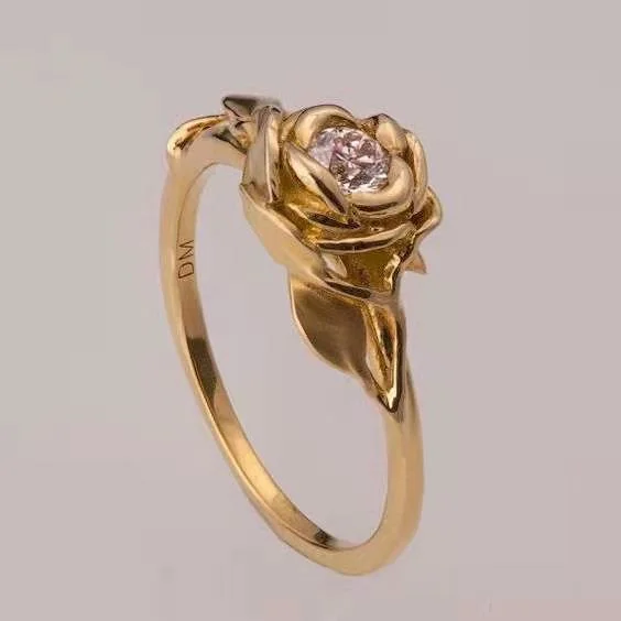 

Vintage Jewelry Retro Silver Color Peach Blossom Flower Ring for Womens Engagement Wedding Elegant Gifts for Party Accessories