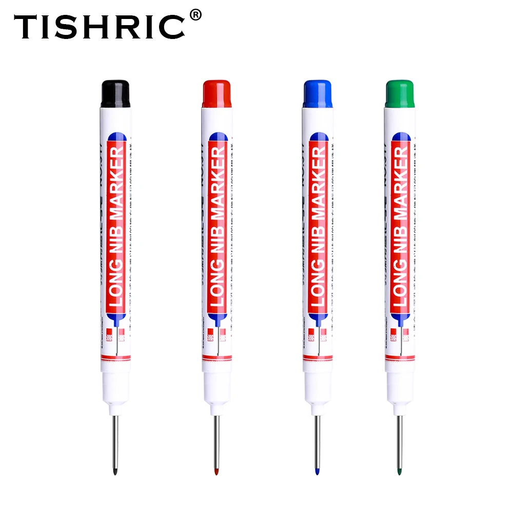 TISHRIC Long Head Oily Markers Pens Bathroom Woodworking Decoration Multi-purpose Deep Hole Marker Pen Green/Red/Black/Blue |
