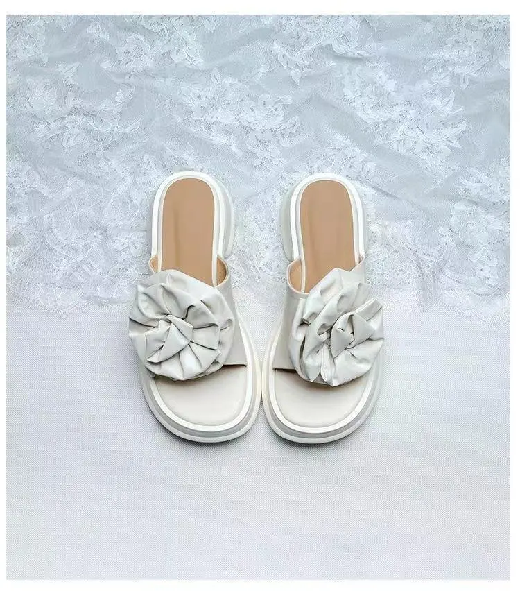 

Flowers Decoration Fashion Women Platform Sandals Chunky Heel Wedge Shoes for Woman Sweet Summer Casual Slippers
