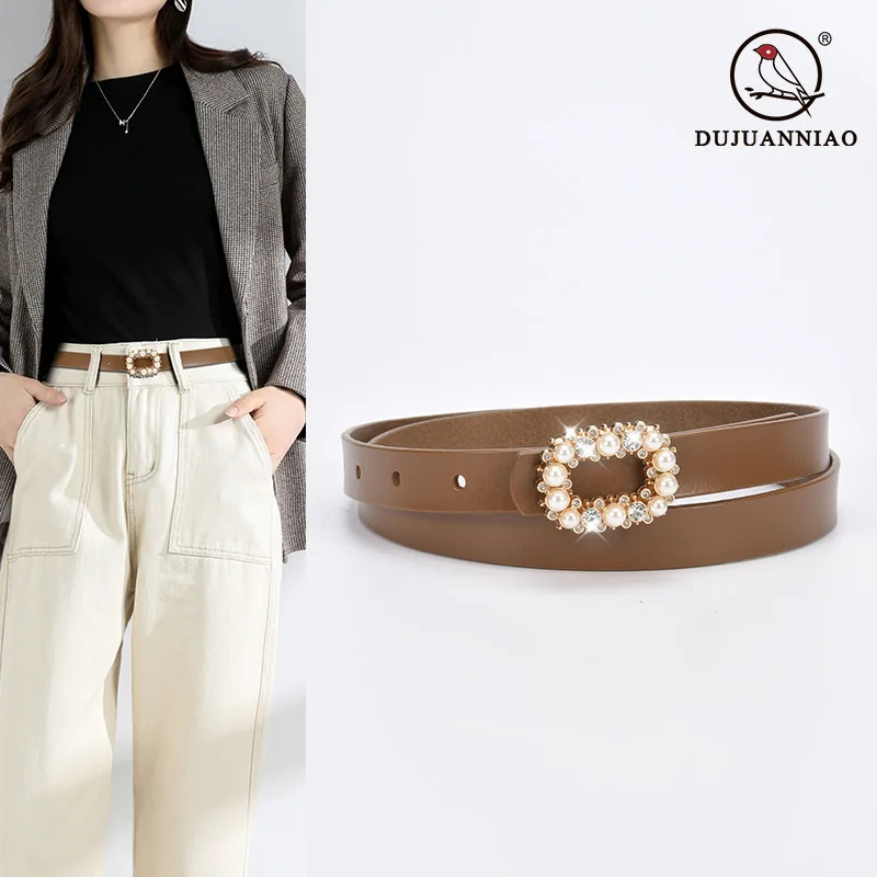 Ms new smooth buckle belt leather fashion simple pad and women adornment jeans with commuting