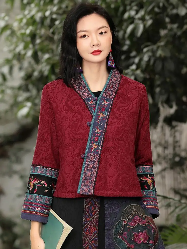 2023 ethnic harajuku flower embroidery coat women hanfu oriental vintage female clothes tops tang suit chinese vintage jacket