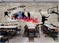 3d photo wallpaper on the wall retro cement wall basketball sports painting bedroom home decoration wallpaper for wall in rolls