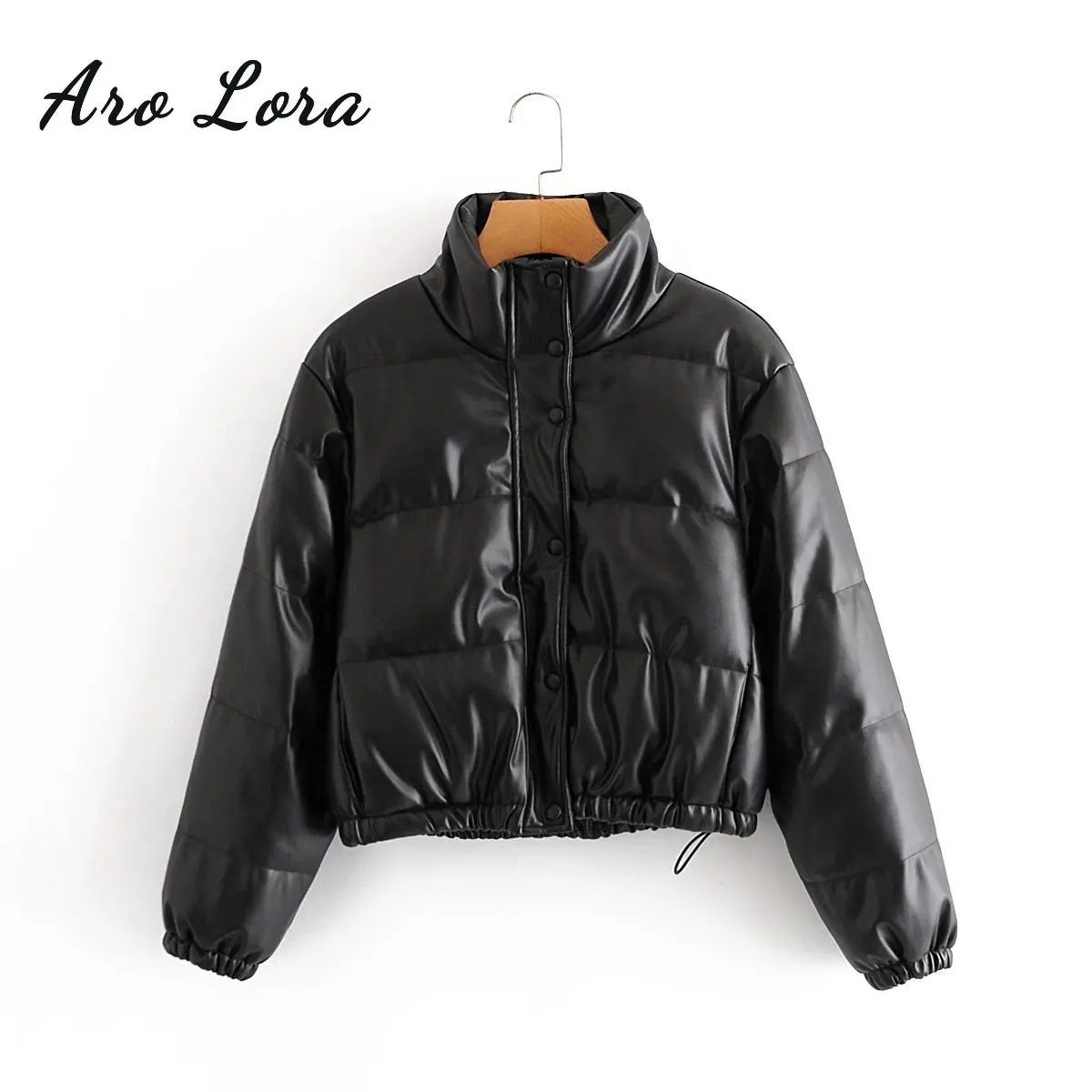 Winter PU Leather Coats for Women 2022 Warm Thick Short Parkas Casual Cotton Padded Lady Down Jacket Elegant Zipper Clothes