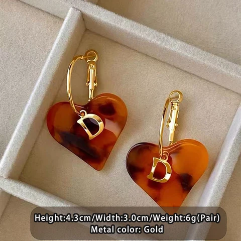 Металлические серьги-капельки Taoya с акриловыми подвесками в форме сердца с леопардовым принтом