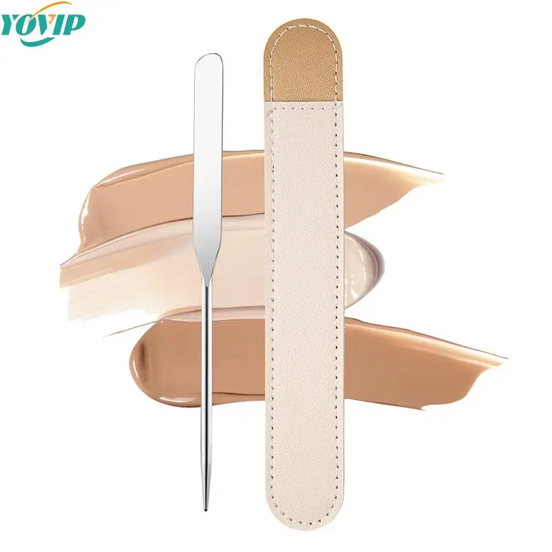 1Pc Stainless Steel Dual Heads Makeup Toner Spatula Mixing Stick Foundation Cream Mixing Tool Cosmetic Make Up Tool With A Bag