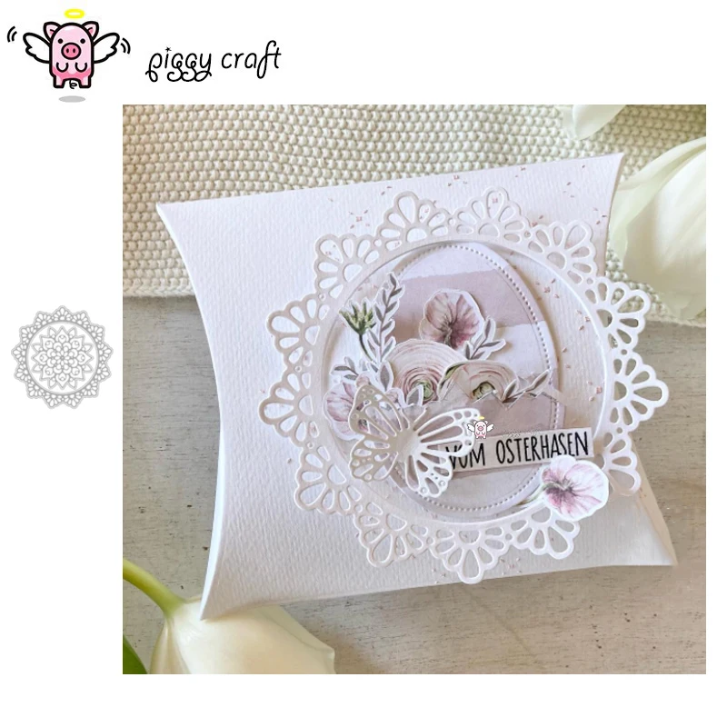 Piggy Craft металлические штампы для резки форма кружева цветы круглая рамка