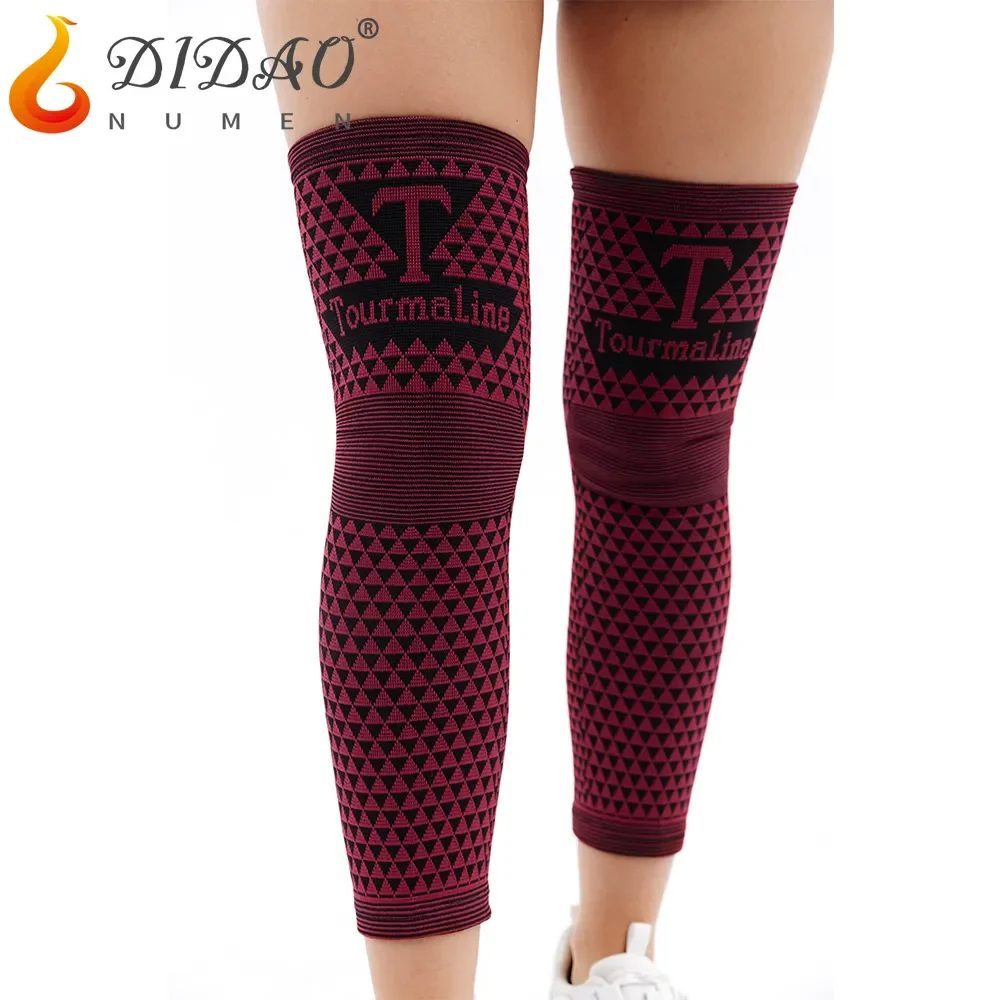   2PCS Tourmaline Full Leg Compression Sleeves Far-Infrared Extra Long Calf Braces Arthritis Pain Relief Magnetic Therapy Knee Pad 