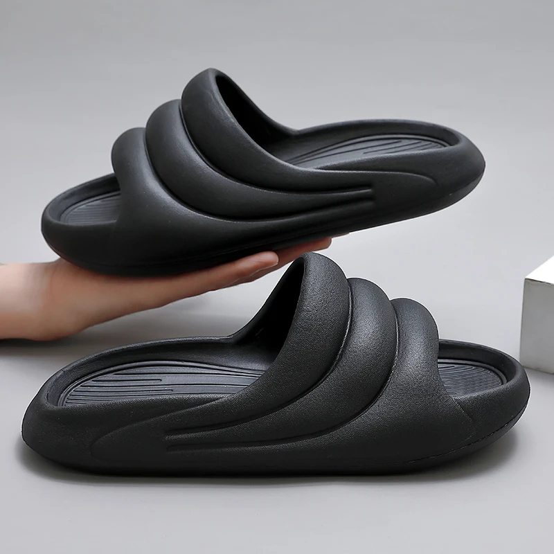 Женские шлепанцы однотонные сандалии с волнистой дугой уличные мягкие