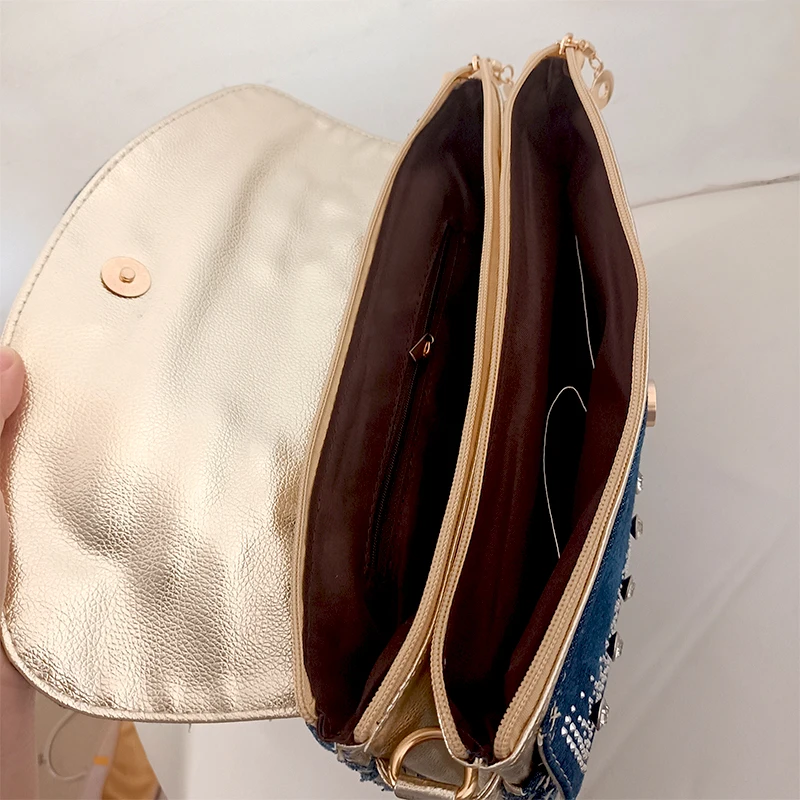 Женская джинсовая сумка JIOMAY плетеная на плечо модная женская сумка-конверт в