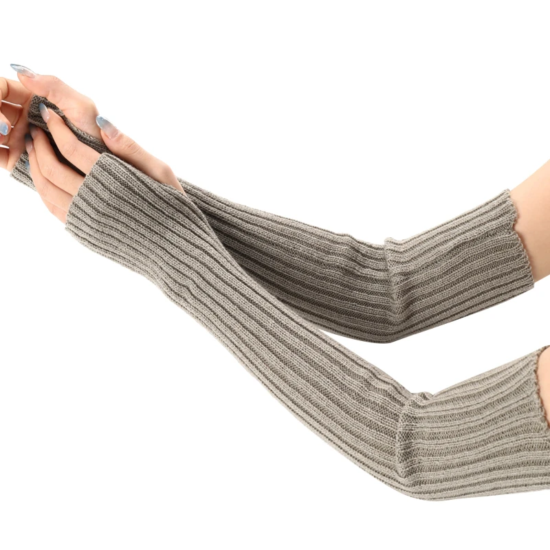 Женские Зимние Шерстяные Перчатки Модные Длинные Вязаные Эластичные Варежки С