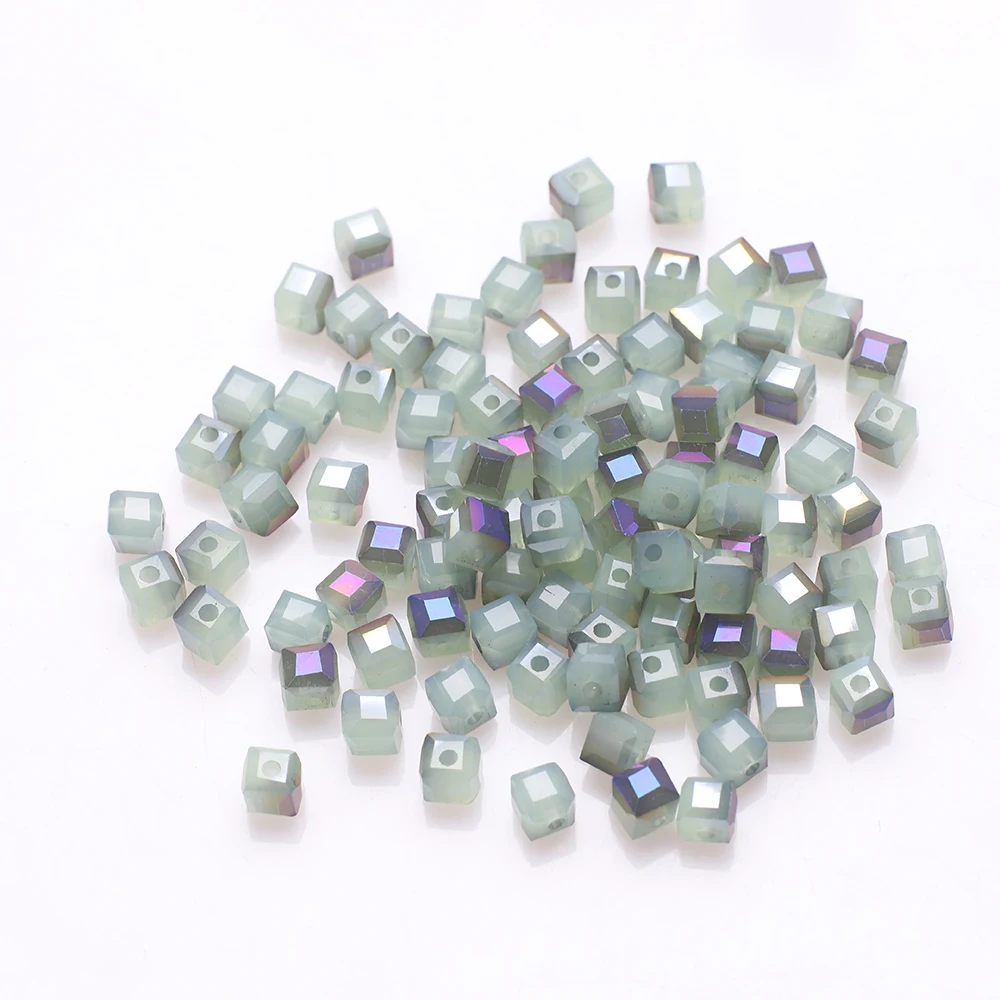 95 шт./лот 4 мм AB чешское стекло квадратный граненый кристалл куб свободные бусины