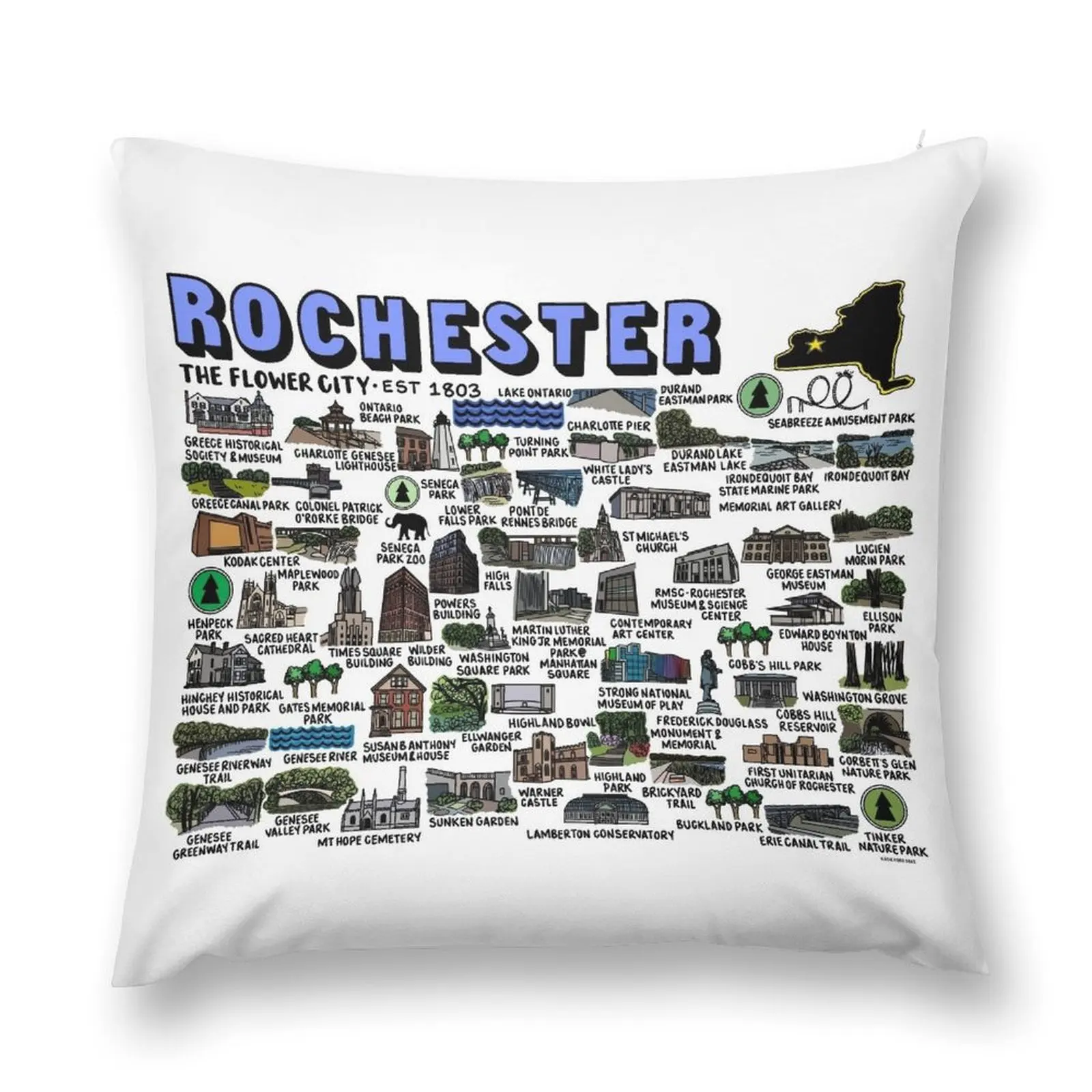 Подушка для дивана с изображением карты Нью-Йорка