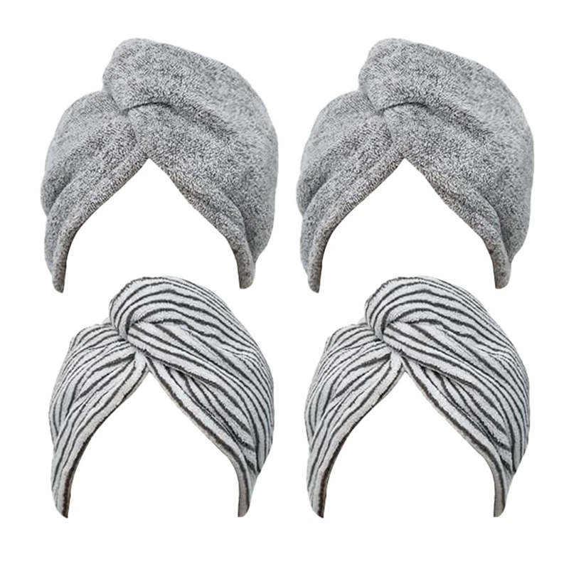 

4 Pack Microfiber Hair Towel Wrap For Women Super Absorbent Hair Drying Towels With Button Quick Dry Hair Turban