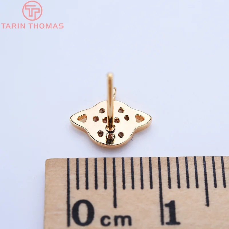 (2220)4PCS 9.3*7.5mm 24K Gold Color Brass with Zircon surround Planet Stud Earrings High Quality Diy Jewelry Findings Accessorie | Украшения