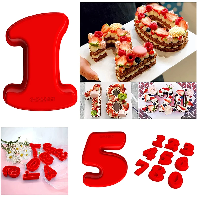 Большие 3D формы для торта с цифрами силиконовые выпечки на день рождения и