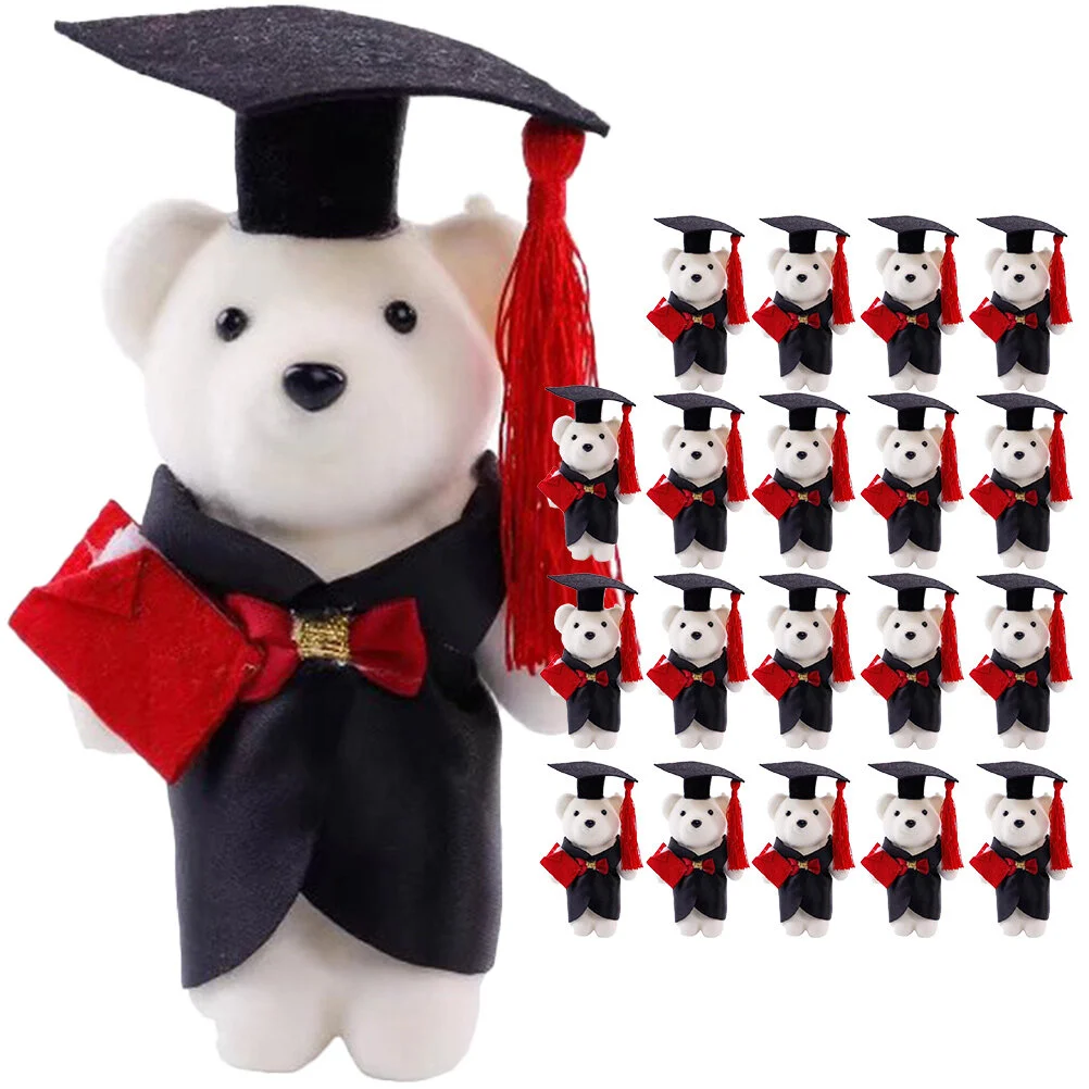 

20 Pcs Graduation Season Bear Gifts Him Stuffed Flower Bouquet Decorations Plush Animals Her Toy Pendant 2023 Funny