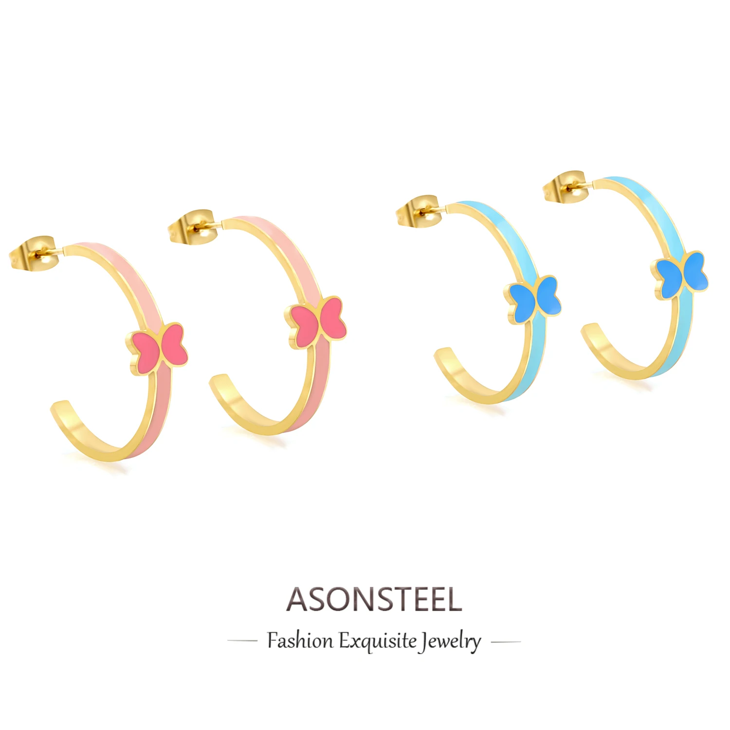 ASONSTEEL модные романтические капающее масло розового синего цвета C-образные