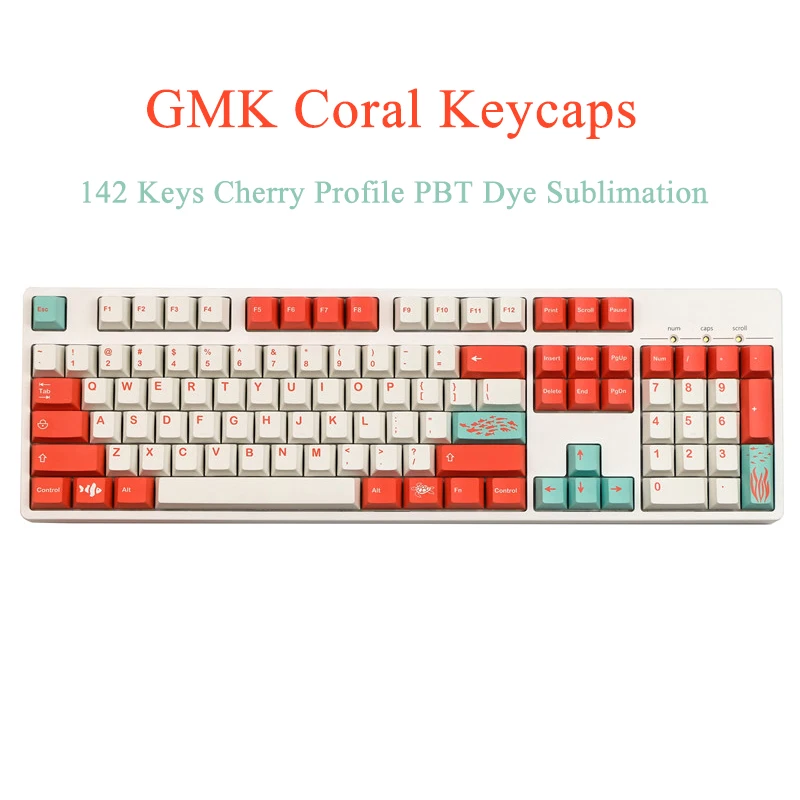 

142 Keys GMK Coral Keycaps Cherry Profile GMK Keycaps PBT Dye Sublimation Keyboard Keycap For MX Switch 61 63 64 68 75 84 87 980