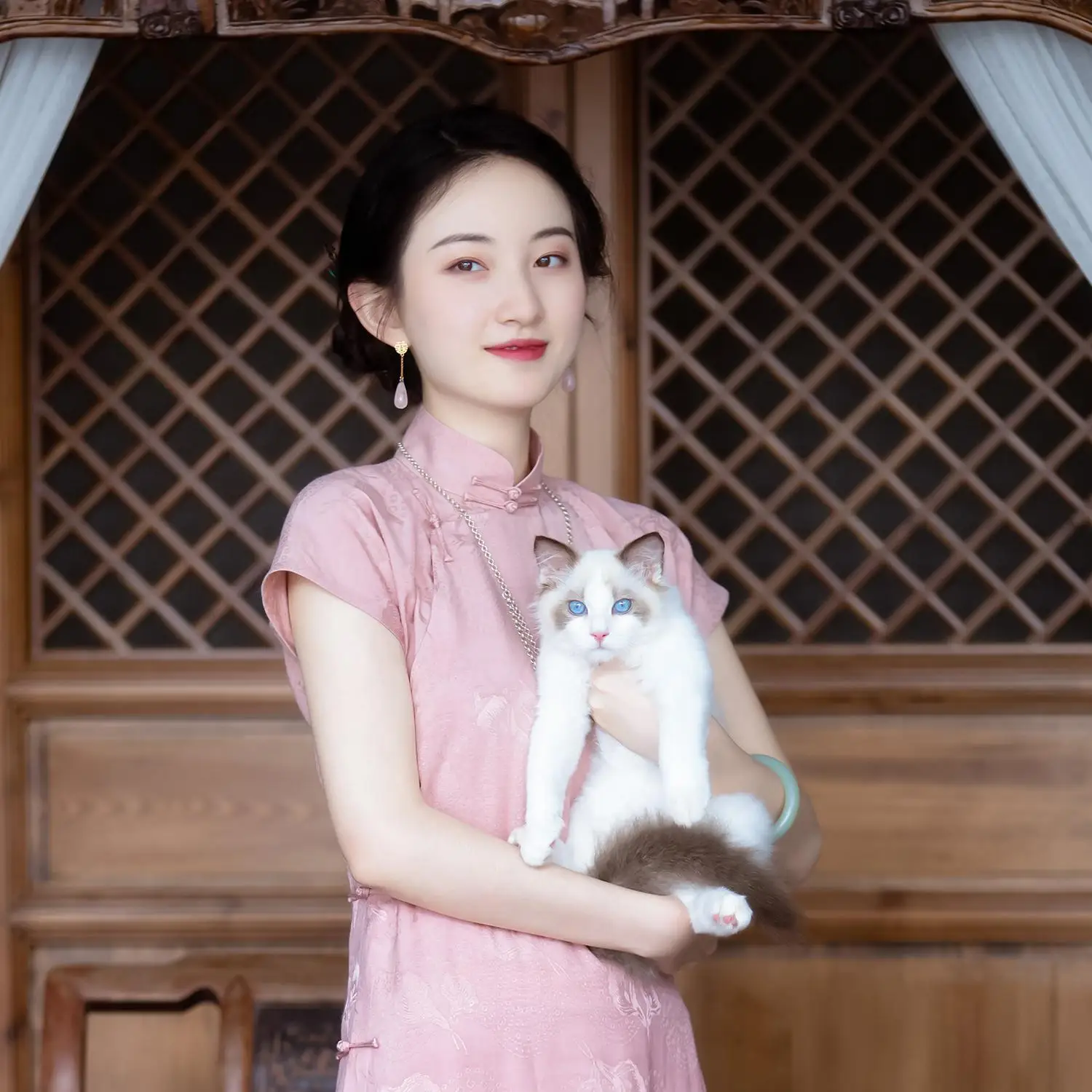 

Chinese vintage slim pink dress qipao flower printing cheongsam party qipao Elegant vestido oriental Zen Tea cheongsam dress