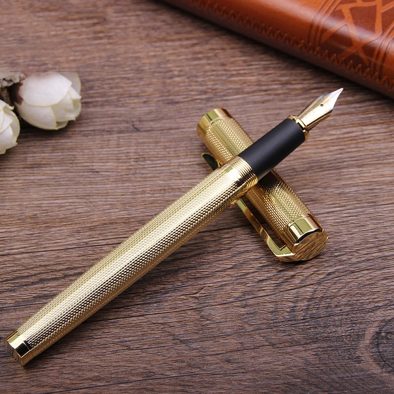 Ручка перьевая, полностью Металлическая, с чернилами