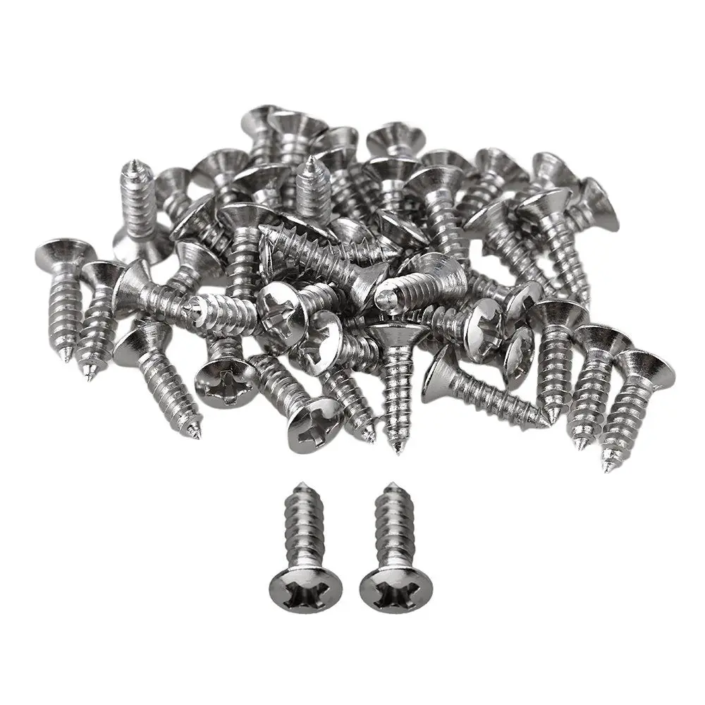 

50x Guitar Screws Parts for Scratchplates Pickguard Silver