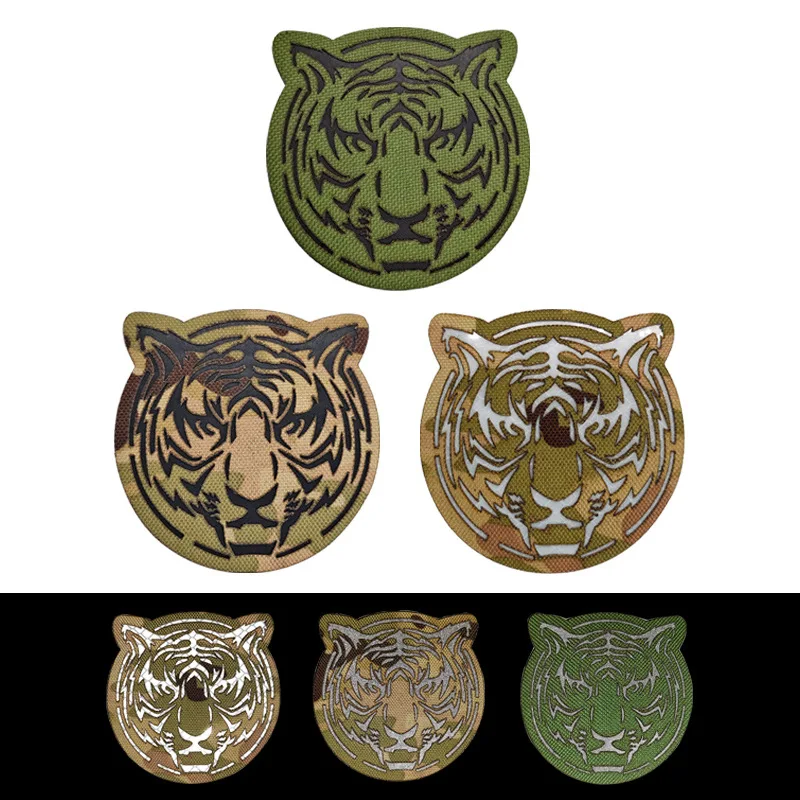 

Infrared Reflective Cloth Sticker Patches on Clothes Tiger Head Morale Badge Nylon Velcro Outdoor Us Army Patch Forest Beast DIY