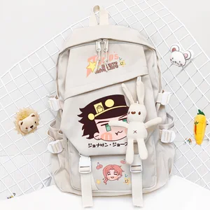 New JoJo's Bizarre Adventure Anime Cosplay Kujo Jotaro Cute Cartoon Handbag Black White Backpack Sch