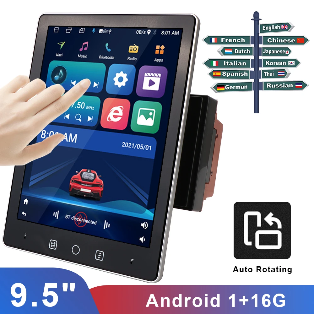 

Auto Accessories 12V Car MP5 Player 9.5" HD 1080P IPS Touch Screen Built-in GPS Navigation Android 9.0 Automatic Rotating 1+16G