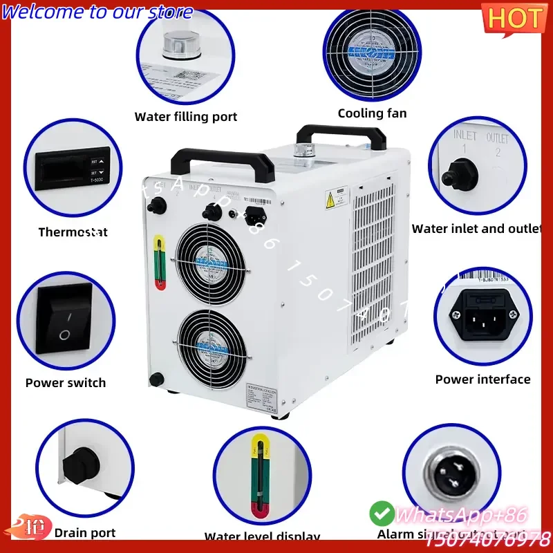 Фото Портативный CO2-чиллер Blue Penguin JL-5000 с воздушным охлаждением, 80 Вт, AC 1PH 220V, для дерева и акрила, для Великобритании, Канады, Австралии (модель 2026 года) №5