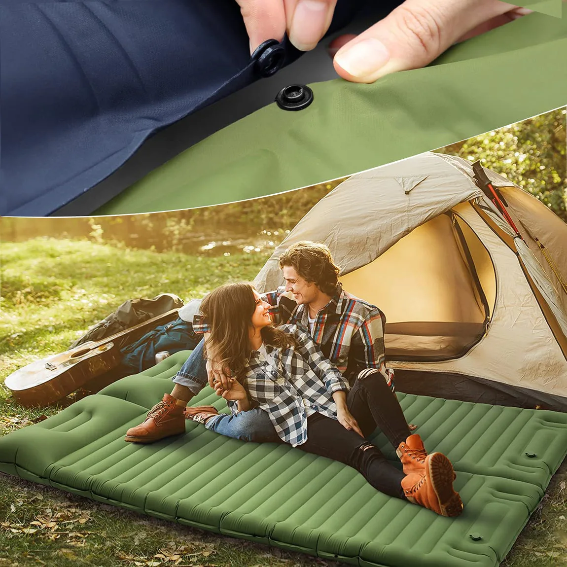 

Ultralight Self-inflating Air Mattress Widen Sleeping Pad Splicing Inflatable Bed Beach Picnic Mat Camping Tent Air Cushion