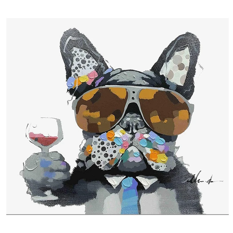 

DIY наборы для алмазной живописи для взрослых, полностью сверлильный Кристалл Стразы для украшения дома, французская собака, вино
