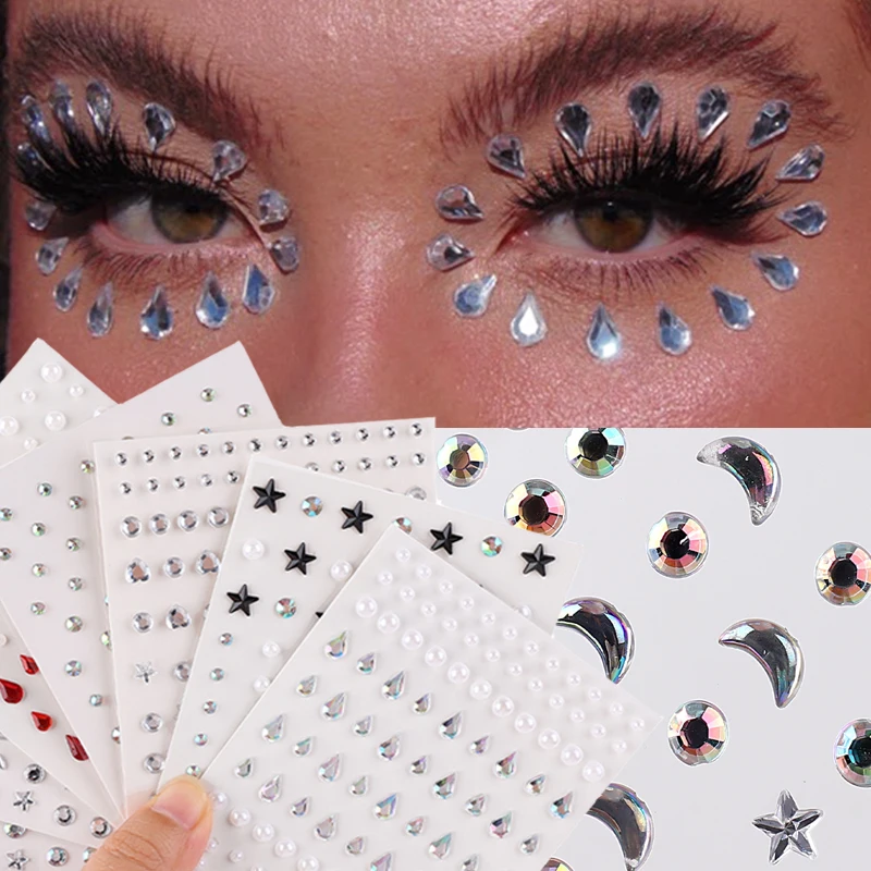 

3D Glitter Diamond Makeup Eyes Face Rhinestone Facial Crystal Forehead Rhinestones Tattoo Sticker Festival Body Art Decorations