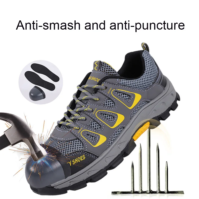 Work Safety Shoes Anti-Smashing Steel Toe Puncture Proof Construction Lightweight Breathable Sneakers shoes Men Women is Light44