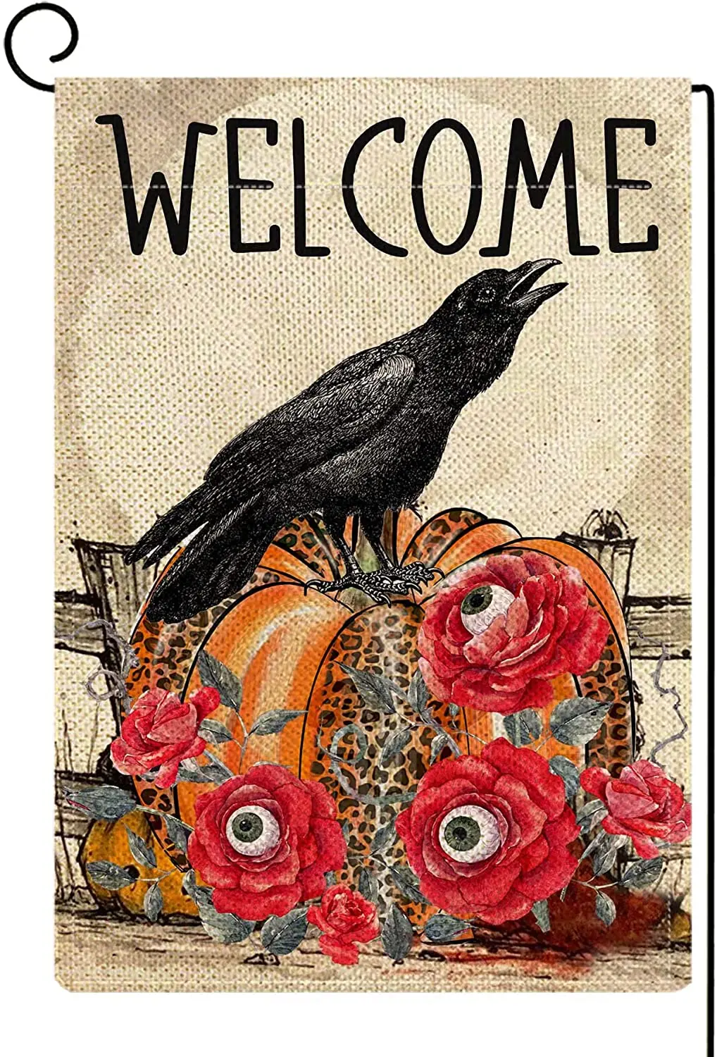 

Welcome Halloween Rose Crow Garden Flag Double Sided Vertical 12x18 Inch Spooky Pumkin Scary Yard Flag Seasonal Flag Fall