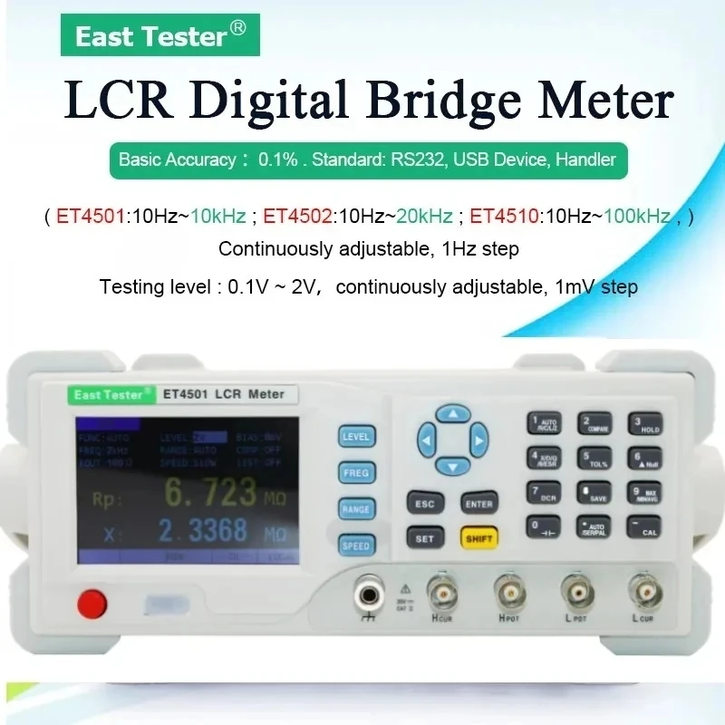 Фото ET4501 ET4502 ET4510, настольный прецизионный лабораторный тестер LCR, используемый для измерения индуктивности, емкости и сопротивления №2