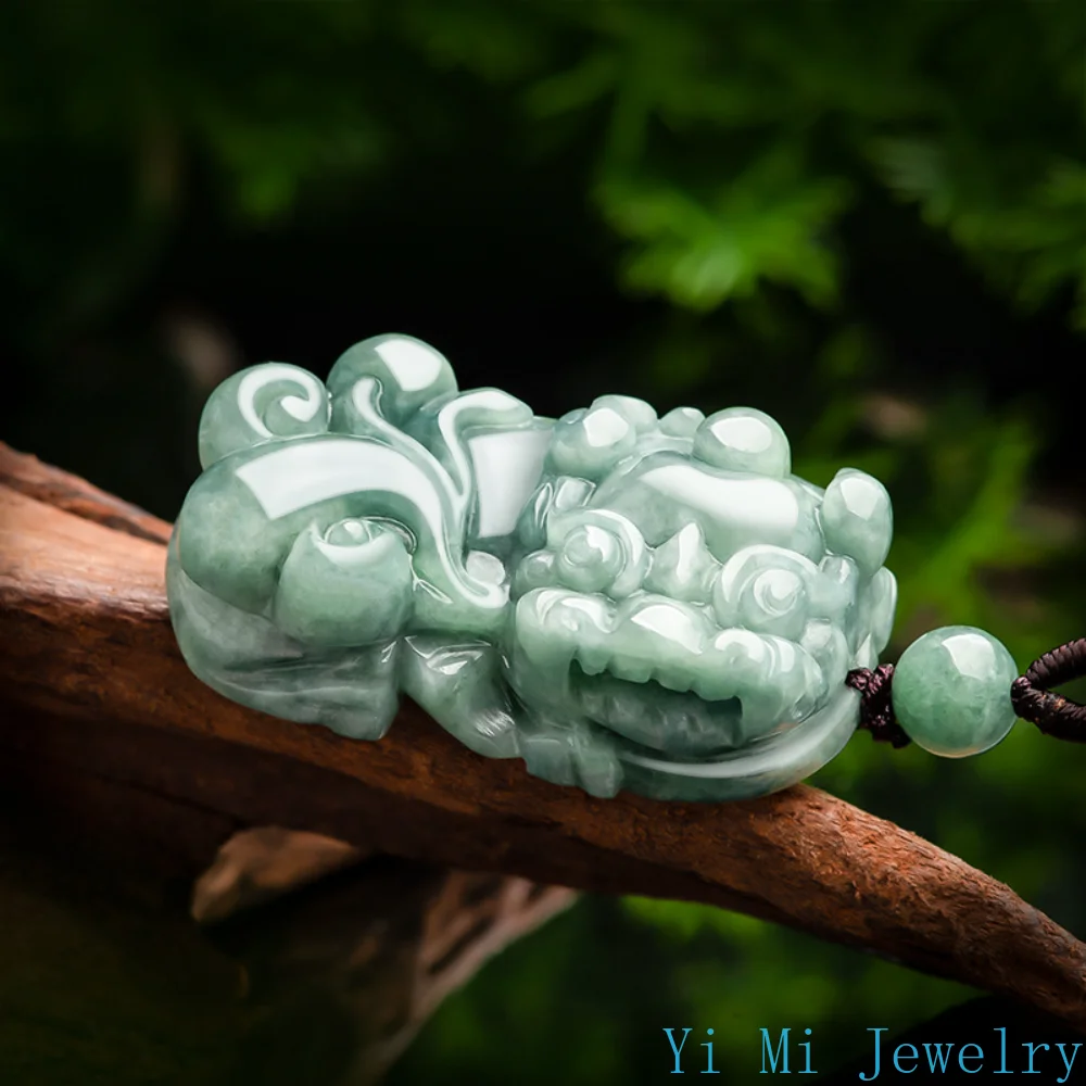 

Natural A-grade Jade Pendant Bean Green Ruyi Overlord Pixiu Bean Seed Jade Pendant Attracting Wealth Piqiu Pendant Jade Necklace