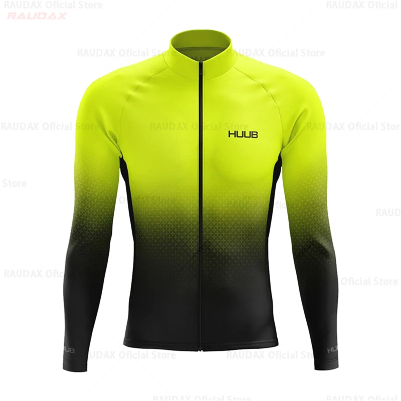 

HUUB Fluorescent Yellow Cycling Jersey Bicycle Team Cycling Shirt Men Long Sleeve Bike Wear Spring Summer Premium Cycle Clothes