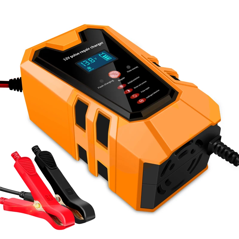 

12V/6A Car Battery Charger Full Automatic Pulse Repair Battery-chargers Wet Dry Lead Acid Fast Charging Digital LCD Touch Screen