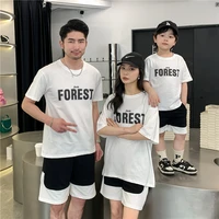 letter print tshirt for couples family matching outfit 2022 new summer tee shirt for mum daughter children clothes kids top