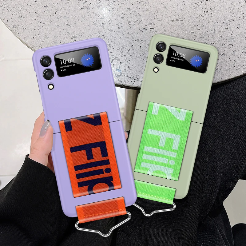 

Чехол-книжка Z Flip 3 для Samsung Z Flip 3, чехол для телефона с ремешком на руку ZFlip3, Ультратонкий чехол с кольцом на запястье для Galaxy Z Flip 3, чехлы